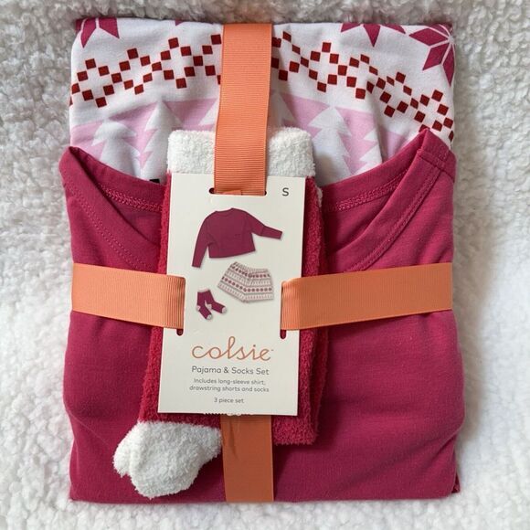 Women's 3pc Socks and Pajama Set Colsie Pink Size Small‎ - Picture 1 of 2